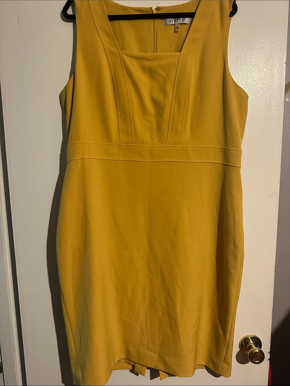 Kasper Yellow Sleeveless Midi Sheath Dress
